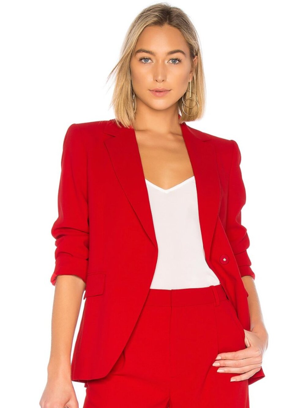 ALICE + OLIVIA - NWT Helena Roll Sleeve Blazer - Ruby